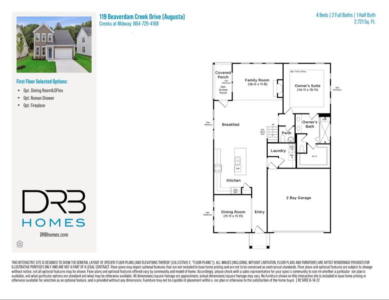 2D floor plan layout of this home in Creeks at Midway, Anderson, SC (Image 5).