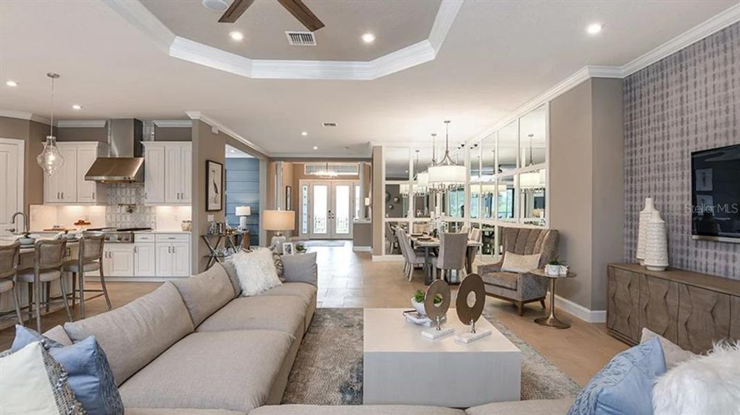 Furnished interior view inside a new home in Esplanade at Wiregrass Ranch, Wesley Chapel (Image 25). Furnished interior view inside a new home in Esplanade at Wiregrass Ranch, Wesley Chapel (Image 25).