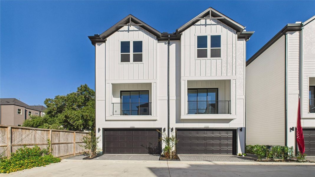 Front exterior of a new home in Kolbe Square, Houston, TX, highlighting curb appeal (Image 25).