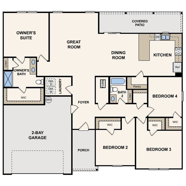 2D floor plan layout for the Reynolds by Century Complete in Concord Place, Pickens, SC (Image 3).