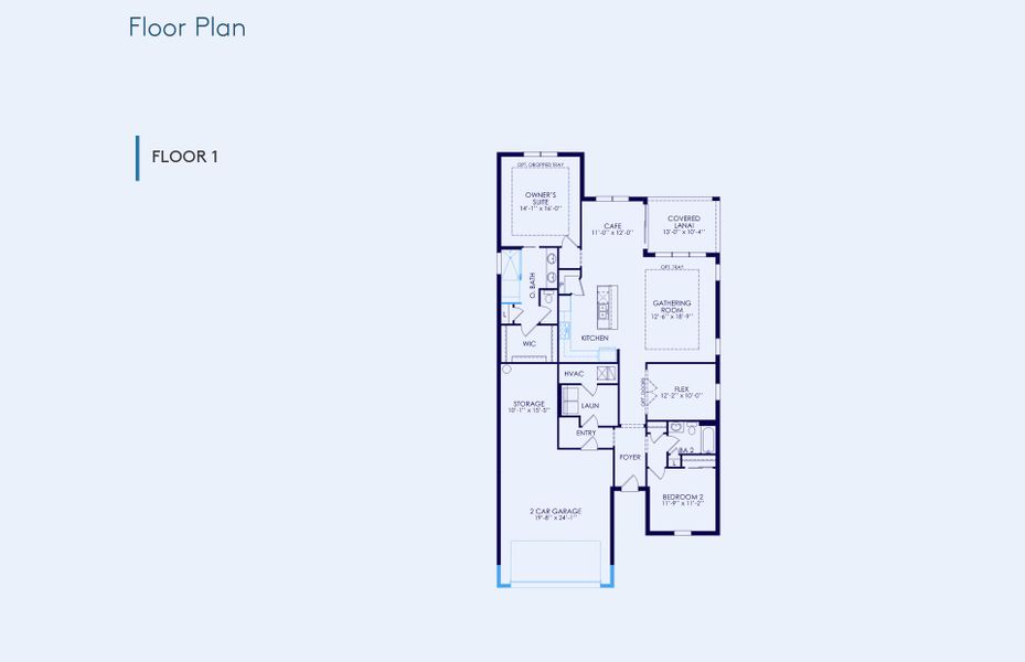 2D floor plan layout of this home in Del Webb Stone Creek, Ocala, FL (Image 3).