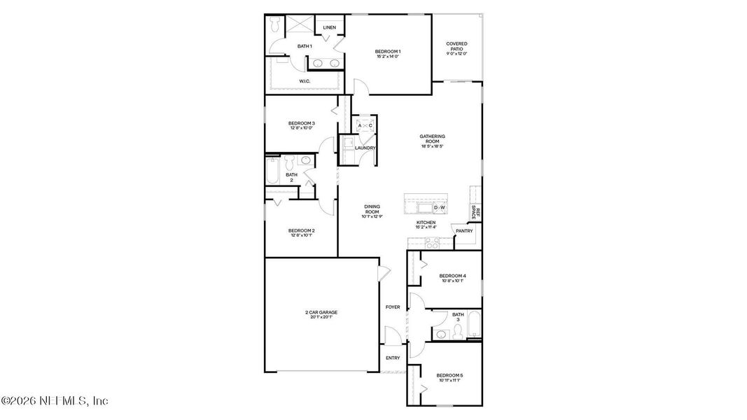 2D floor plan layout of this home in Sawmill Branch, Palm Coast, FL (Image 3).