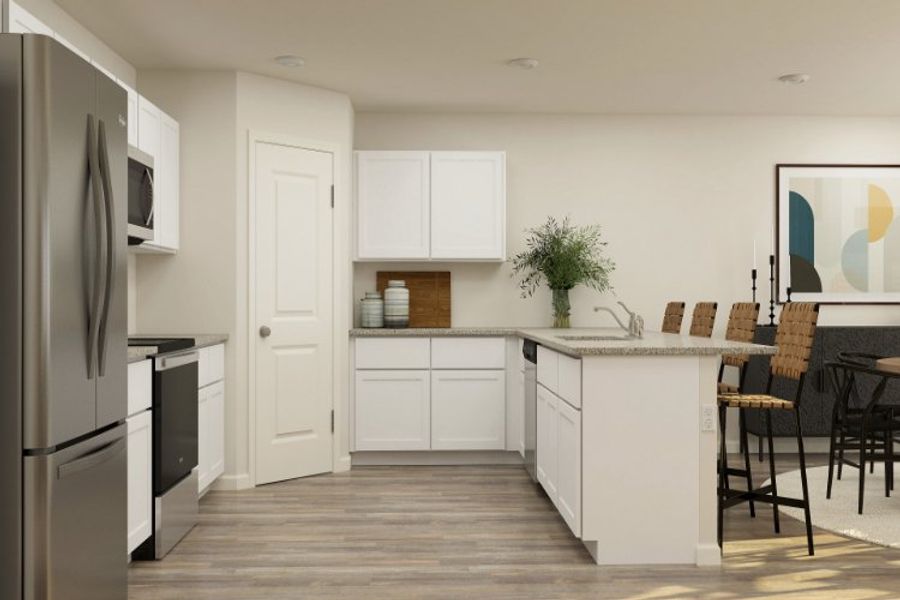 A kitchen with white cabinets. A kitchen with white cabinets.