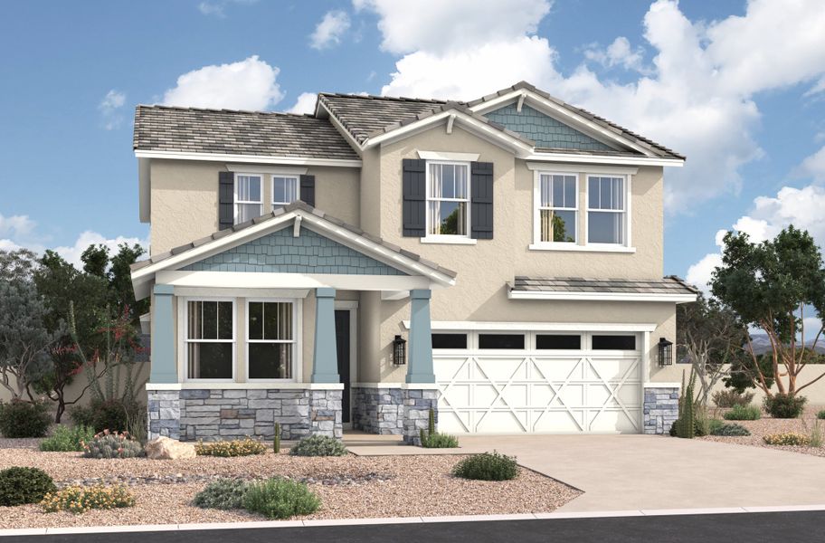 Representative exterior photo of a completed home built from the Rincon by Beazer Homes in Montana Vista: Highland, Buckeye, AZ (Image 2). Representative exterior photo of a completed home built from the Rincon by Beazer Homes in Montana Vista: Highland, Buckeye, AZ (Image 2).