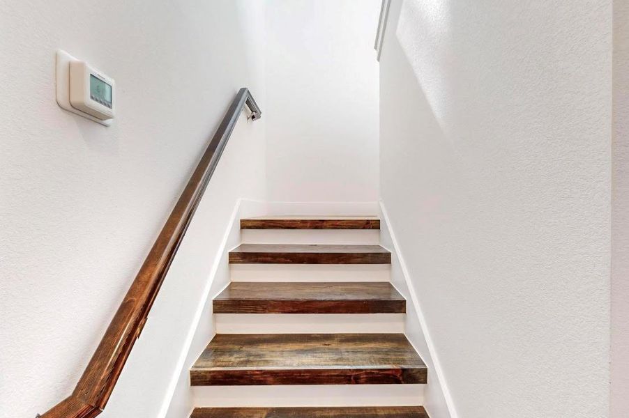 Stairs with a textured wall