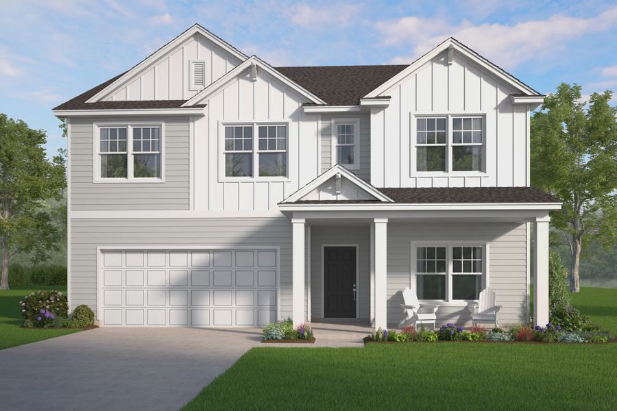 Front exterior of a new home in Majestic Oaks, Brunswick, GA, highlighting curb appeal (Image 2). Front exterior of a new home in Majestic Oaks, Brunswick, GA, highlighting curb appeal (Image 2).