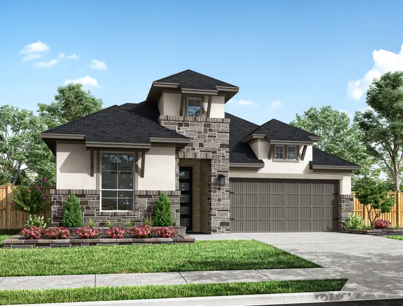 Front exterior of a new home in Azalea Trails, Houston, TX, highlighting curb appeal (Image 1). Front exterior of a new home in Azalea Trails, Houston, TX, highlighting curb appeal (Image 1).