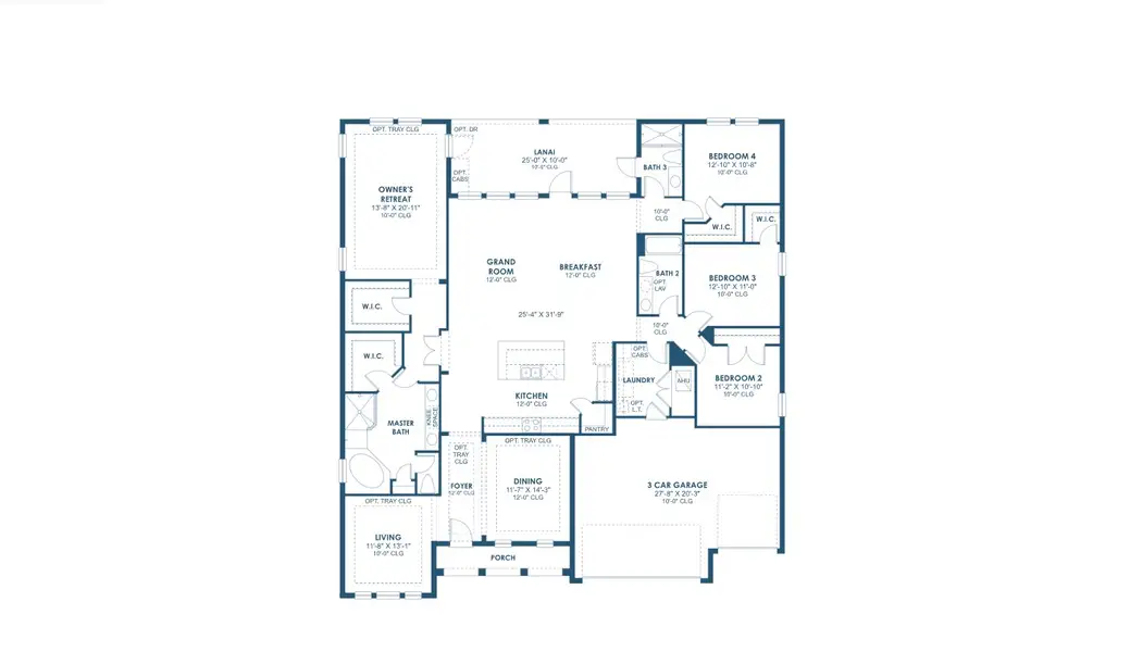 2D floor plan layout for the Key Largo I by Homes by WestBay in Barrington Preserve, Brandon, FL (Image 3). 2D floor plan layout for the Key Largo I by Homes by WestBay in Barrington Preserve, Brandon, FL (Image 3).
