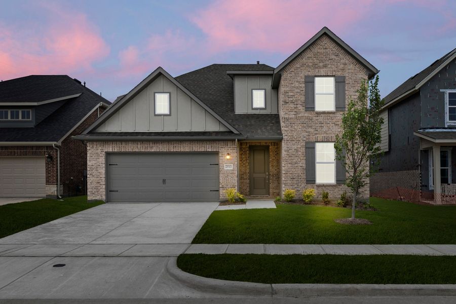 Front exterior of a new home in Walden Pond, Forney, TX, highlighting curb appeal (Image 2).