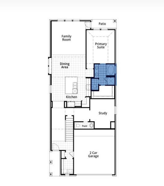 2D floor plan layout for the Windermere by Highland Homes in Grange, Katy, TX (Image 24).