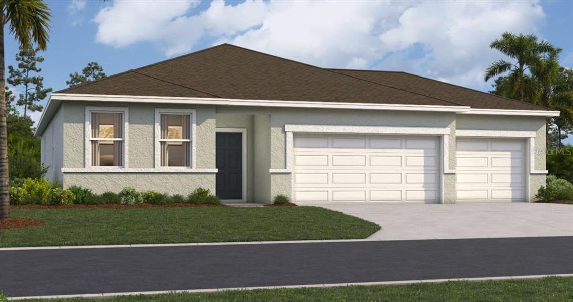 Front exterior of a new home in Green Leaf, West Melbourne, FL, highlighting curb appeal (Image 1). Front exterior of a new home in Green Leaf, West Melbourne, FL, highlighting curb appeal (Image 1).