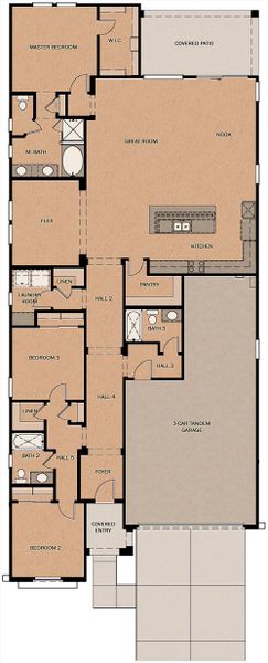 2D floor plan layout for the Diamond Peak by Fulton Homes in Cascades at Prasada, Surprise, AZ (Image 3).