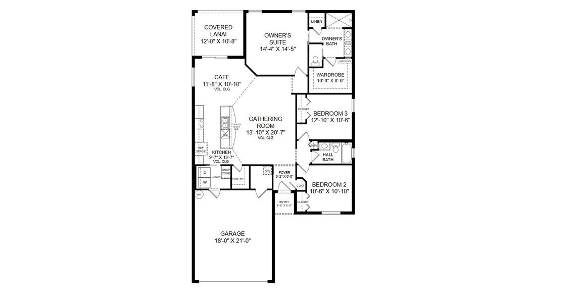 2D floor plan layout for the Parsyn by Highland Homes of Florida in Sunridge Chase, Ruskin, FL (Image 3).