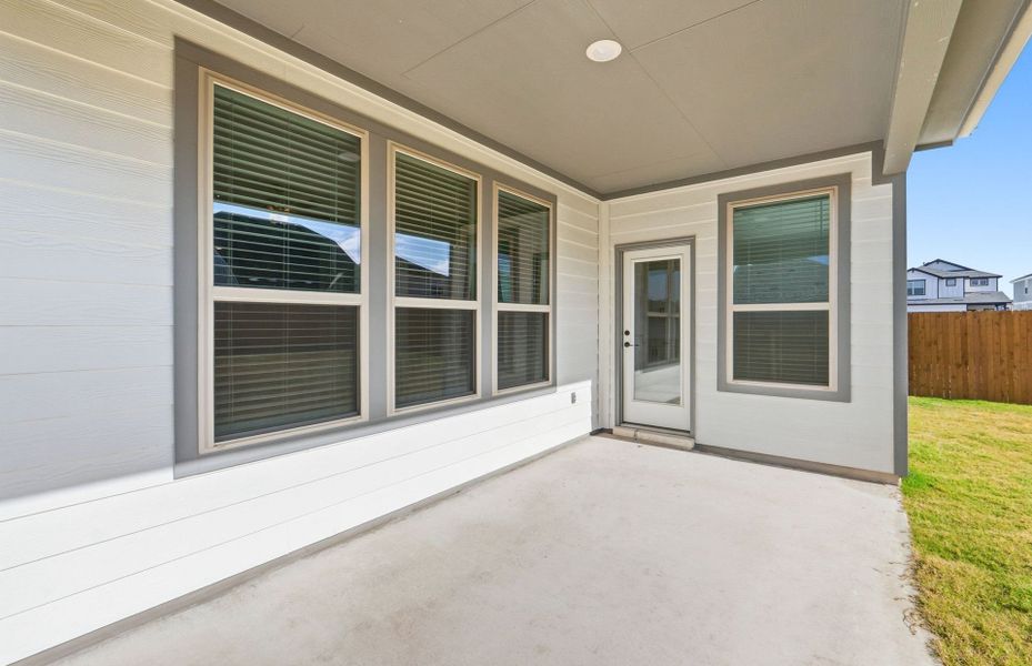 Exterior details and patio area of a home in Santa Rita Ranch, Liberty Hill (Image 3). Exterior details and patio area of a home in Santa Rita Ranch, Liberty Hill (Image 3).