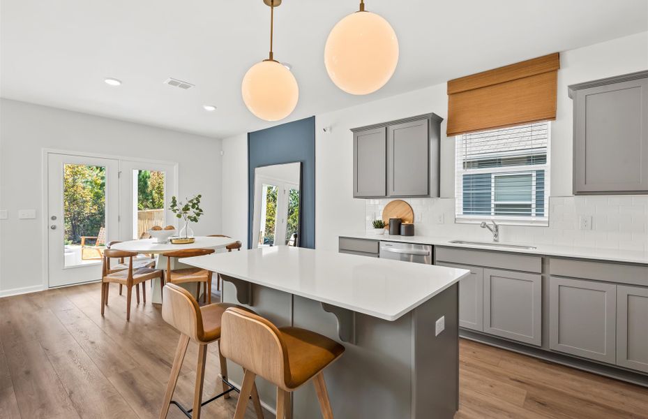 Spacious kitchen with an island.