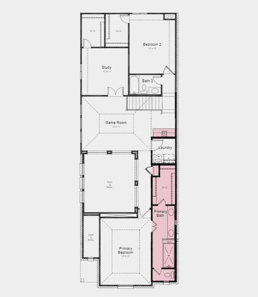 Structural options added include: Sliding glass door, wet bar, standing shower in secondary bath and walk-in shower in primary bath.