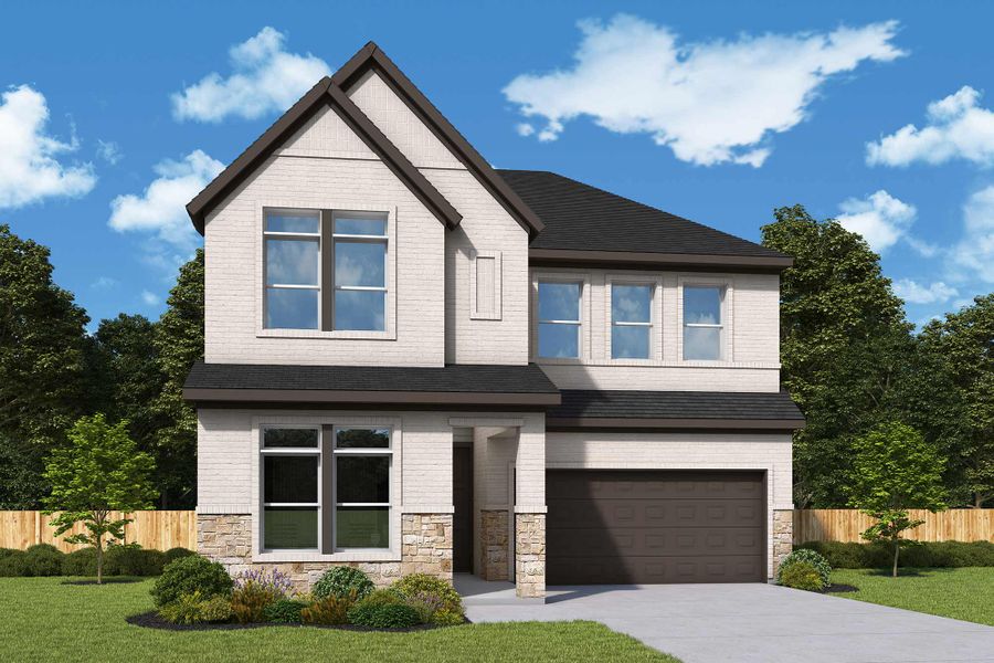 Representative exterior photo of a completed home built from the The Mesquite by David Weekley Homes in ARTAVIA 45' Homesites, Conroe, TX (Image 2).