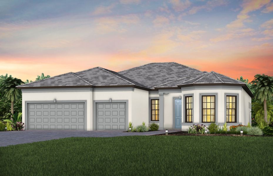 Front exterior of a new home in Terreno, Naples, FL, highlighting curb appeal (Image 1). Front exterior of a new home in Terreno, Naples, FL, highlighting curb appeal (Image 1).