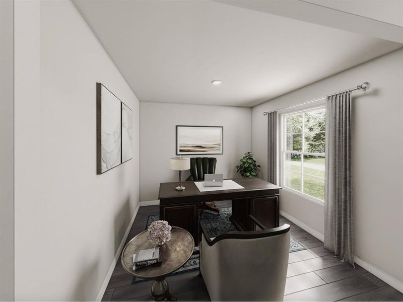 Home office with baseboards and recessed lighting Home office with baseboards and recessed lighting