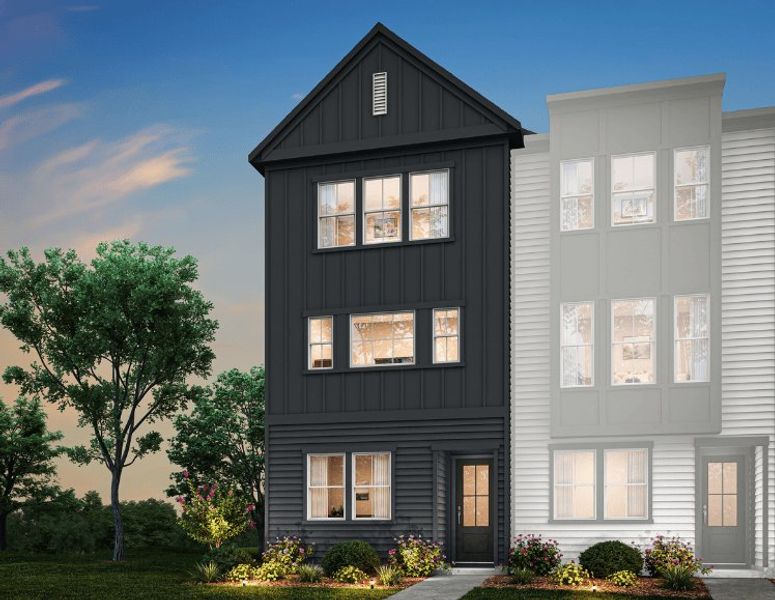 Front exterior of a new home in Bellflower, Charlotte, NC, highlighting curb appeal (Image 1).