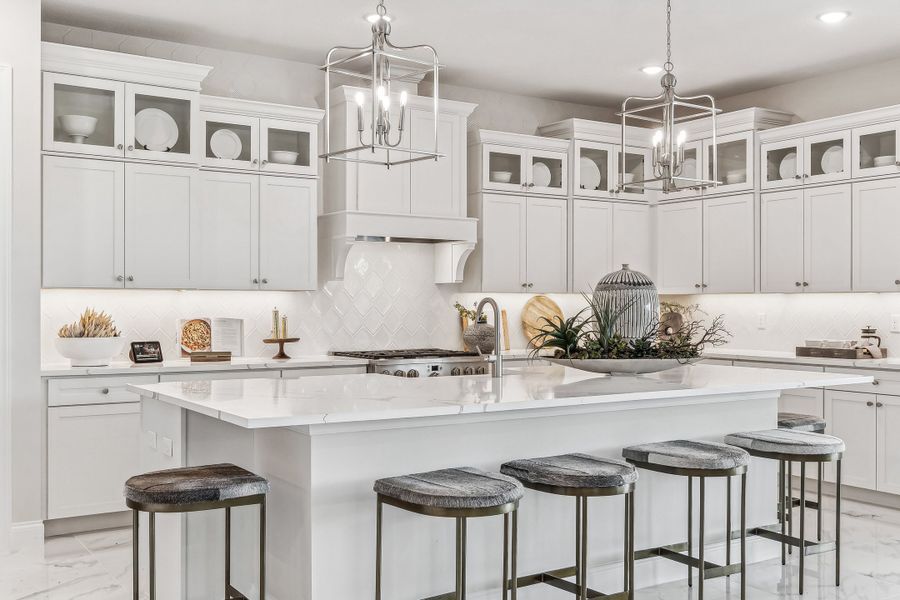 Kitchen with pendant lighting and center island