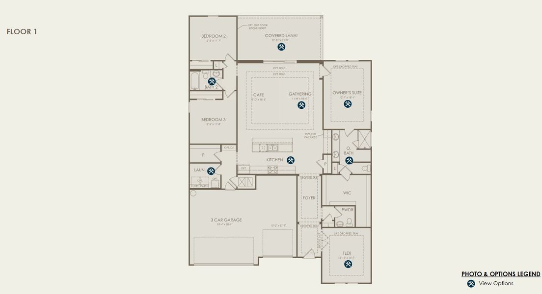 2D floor plan layout for the Mahogany by Pulte Homes in Terrapin Creek, Jacksonville, FL (Image 4).