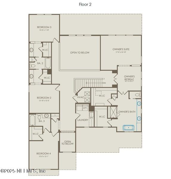2D floor plan layout of this home in The Landings at Saint Johns, St. Johns, FL (Image 4).