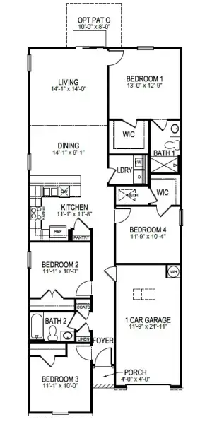 2D floor plan layout of this home in Village Grove, Greenville, SC (Image 5).
