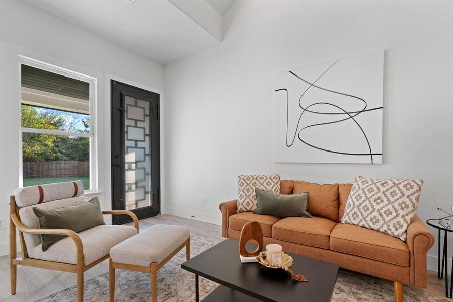 Living room featuring light wood-type flooring