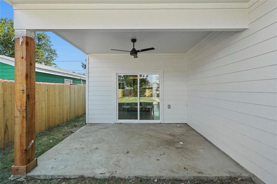 View of patio with a ceiling fan View of patio with a ceiling fan