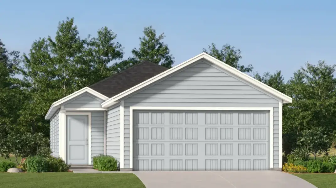 Front exterior of a new home in Stone Garden, Elmendorf, TX, highlighting curb appeal (Image 1). Front exterior of a new home in Stone Garden, Elmendorf, TX, highlighting curb appeal (Image 1).