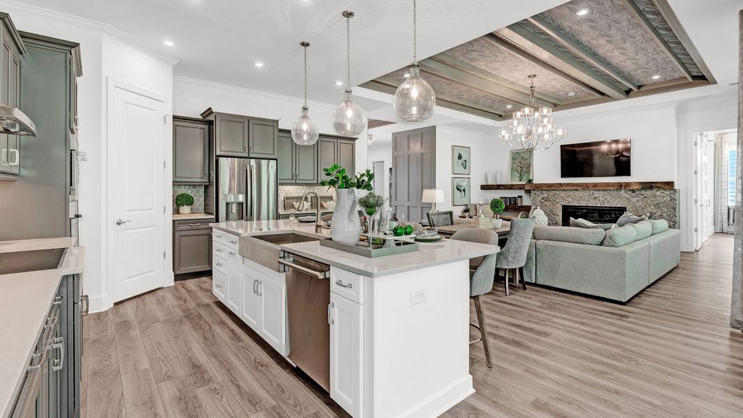 Kitchen onto Great Room