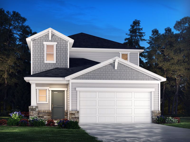 Representative exterior photo of a completed home built from the Sydney by Meritage Homes in Cedar Shoals – Heritage Collection, Piedmont, SC (Image 4).