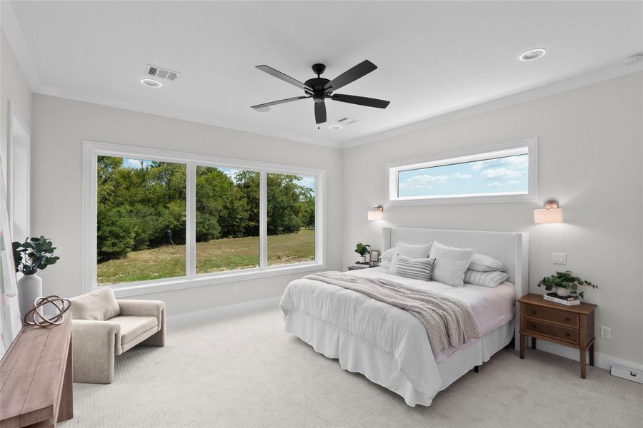 Expansive Picture Windows in Primary Suite