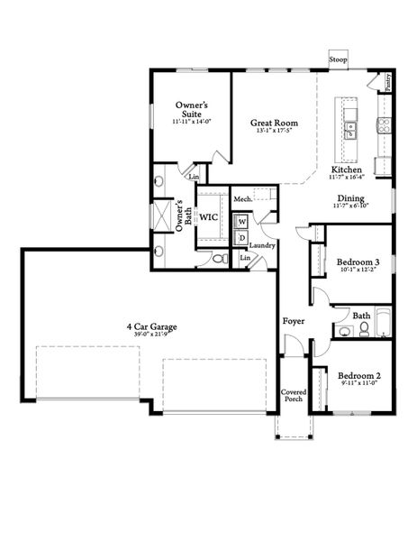 2D floor plan layout for the Somerset by Baessler Homes in Union Colony West, Evans, CO (Image 4).