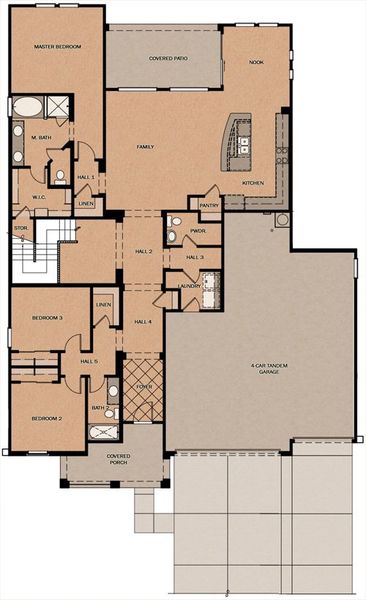 2D floor plan layout for the Rockaway Super Garage w/Loft by Fulton Homes in Sonoma Coast, San Tan Valley, AZ (Image 3).