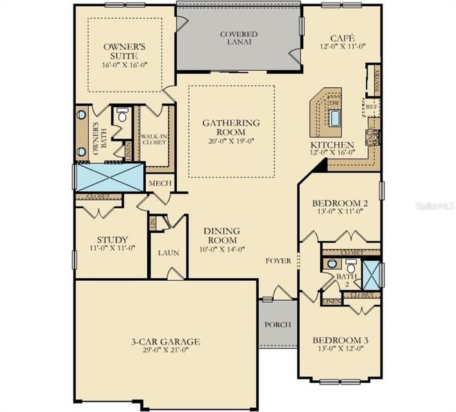 2D floor plan layout of this home in Trailhead Landing, Alachua, FL (Image 5).