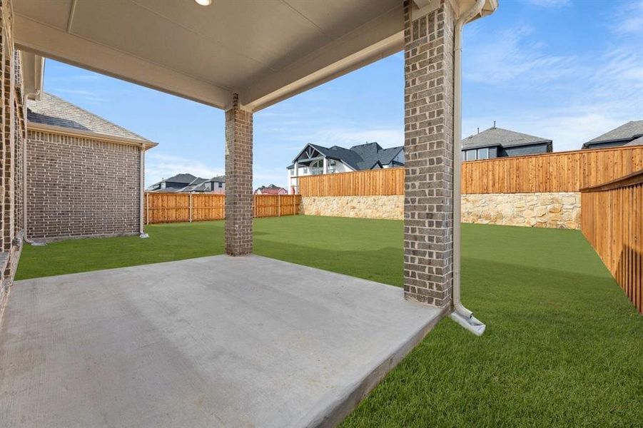 Exterior details and patio area of a home in Wellspring Estates, Celina (Image 4). Exterior details and patio area of a home in Wellspring Estates, Celina (Image 4).