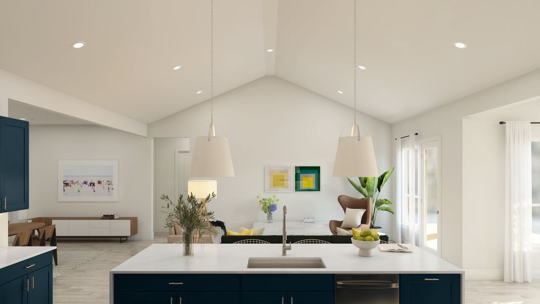 Kitchen with vaulted ceiling