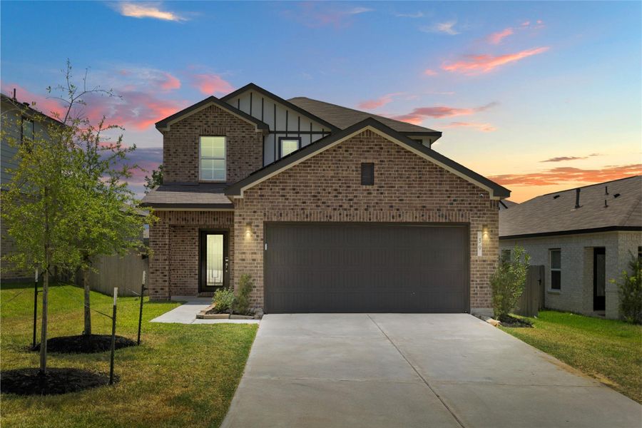 Front exterior of a new home in Lakes at Black Oak, Magnolia, TX, highlighting curb appeal (Image 27).