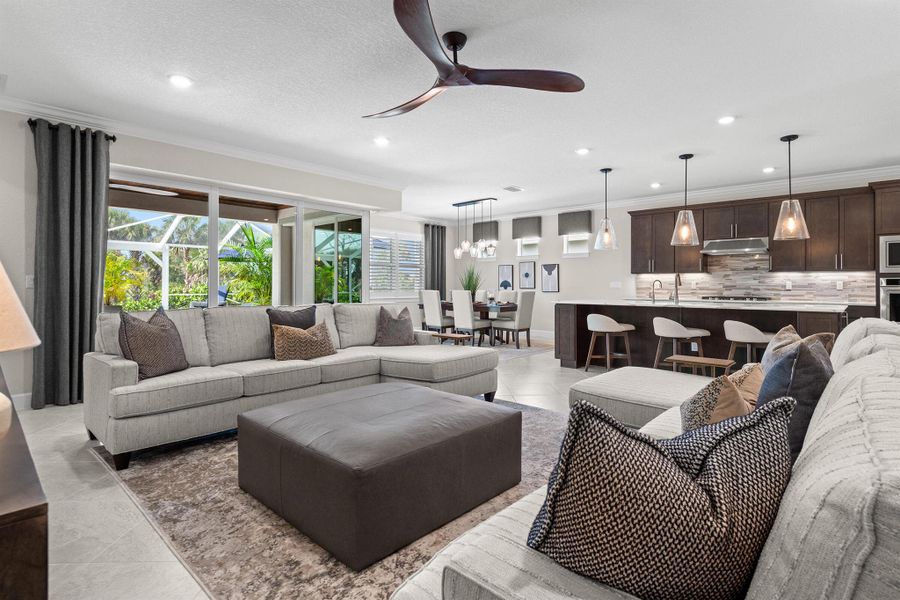 Furnished interior view inside a new home in Del Webb Tradition, Port St. Lucie (Image 7). Furnished interior view inside a new home in Del Webb Tradition, Port St. Lucie (Image 7).