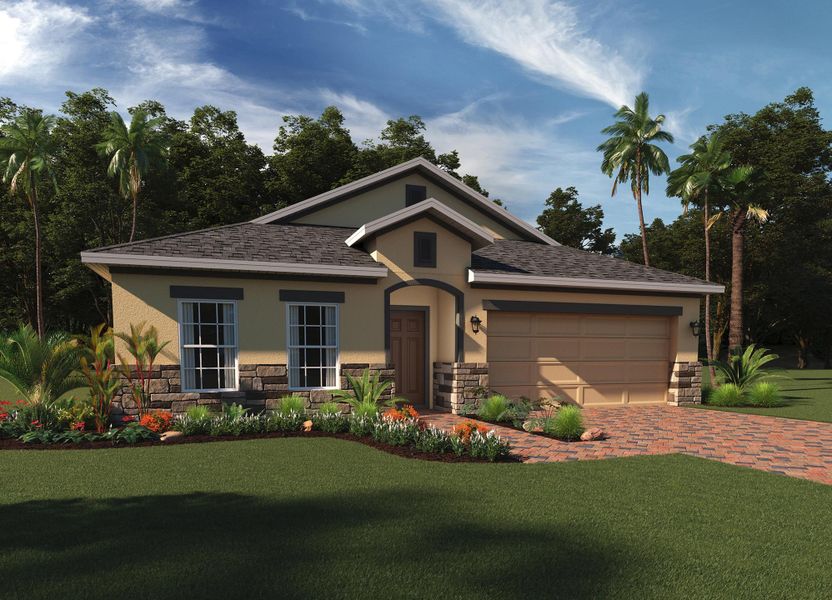 Representative exterior photo of a completed home built from the Kensington Flex by Risewell Homes in Park View at the Hills, Minneola, FL (Image 25).