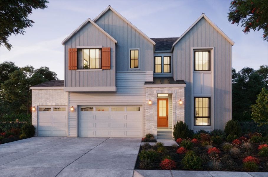 Representative exterior photo of a completed home built from the 4 by Trumark Homes in Kitchel Lake at Serratoga Falls, Timnath, CO (Image 4).
