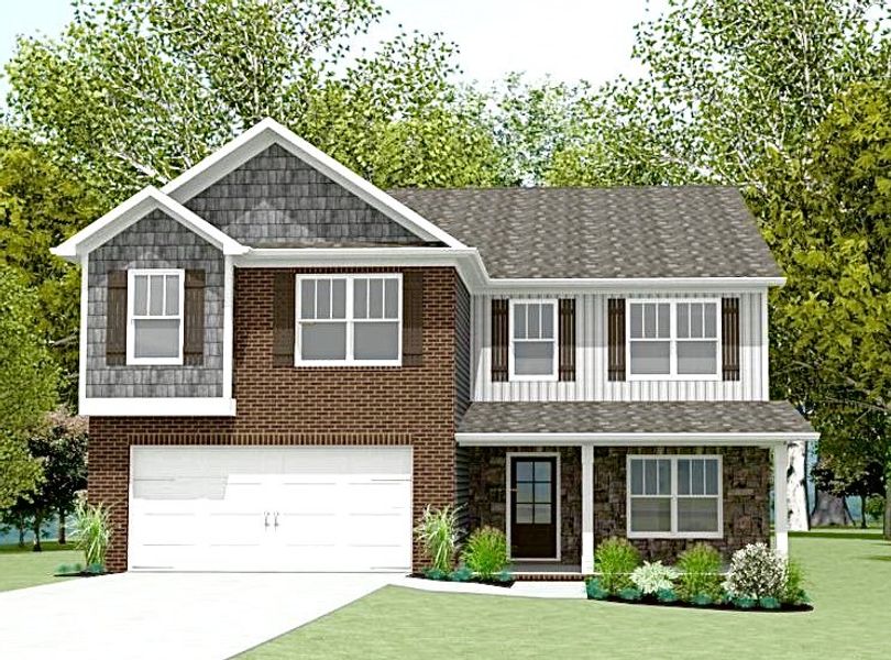 Representative exterior photo of a completed home built from the The Franklin by Smithbilt Homes in Farm At Riverbend, Pigeon Forge, TN (Image 1).