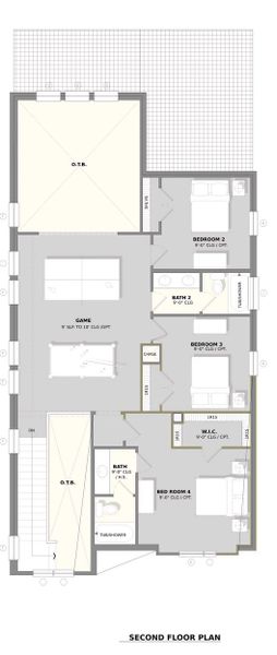 2D floor plan layout for the Plan 2 by Monarch Homes in Royal Court, Frisco, TX (Image 6).