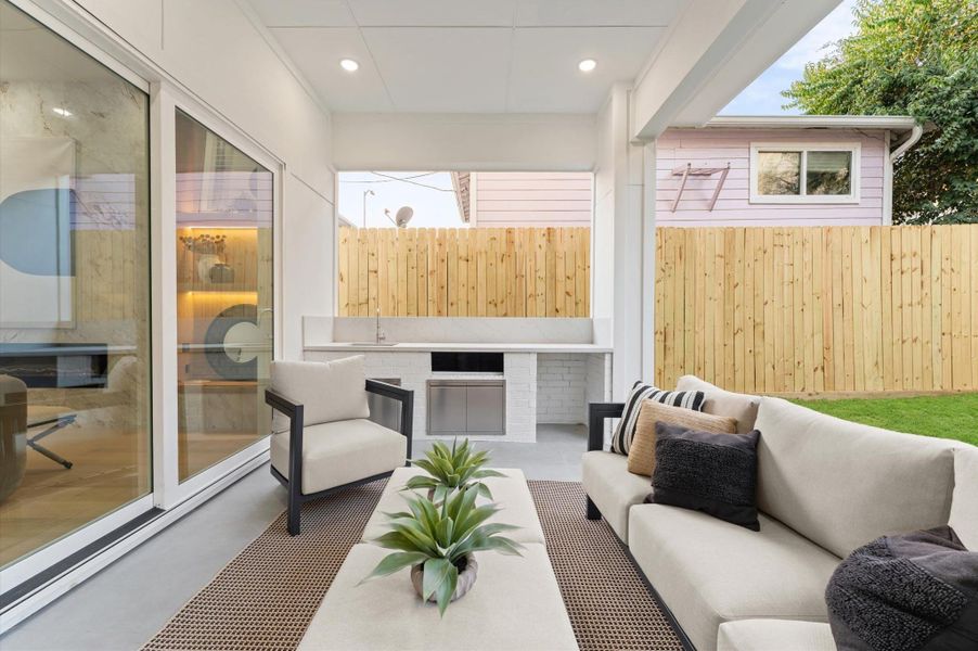 Exterior details and patio area of a home in , Houston (Image 29).