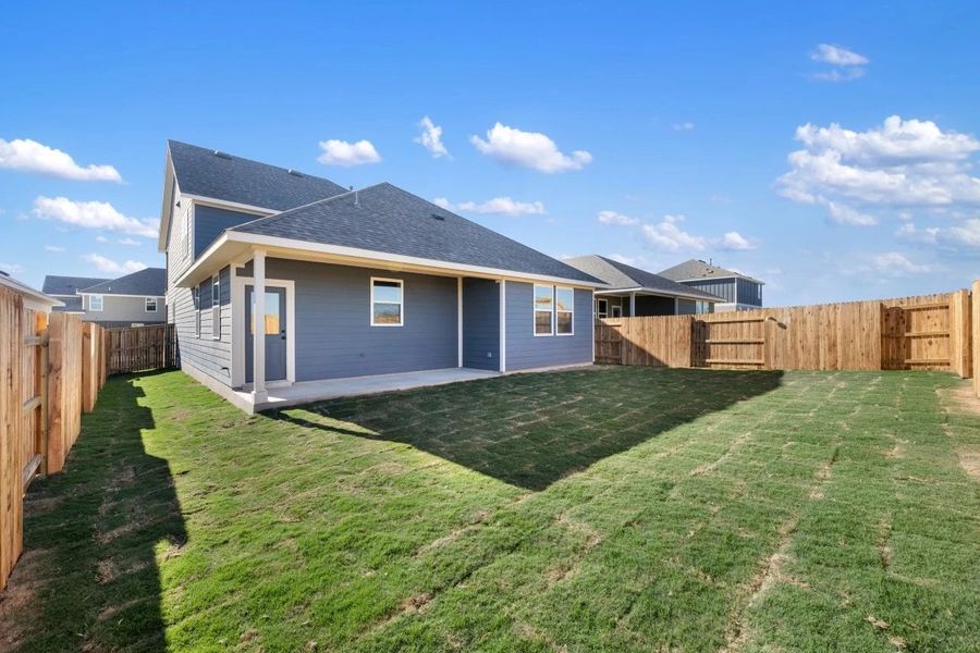 Exterior details and patio area of a home in Patterson Ranch, Georgetown (Image 29).