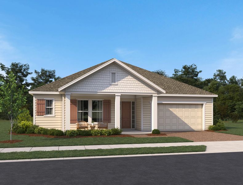 Representative exterior photo of a completed home built from the Siesta II by Ashton Woods in Ardisia Park Estate, New Smyrna Beach, FL (Image 4). Representative exterior photo of a completed home built from the Siesta II by Ashton Woods in Ardisia Park Estate, New Smyrna Beach, FL (Image 4).