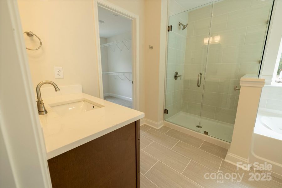 One of the Two Vanities looking toward the Walk In Closet