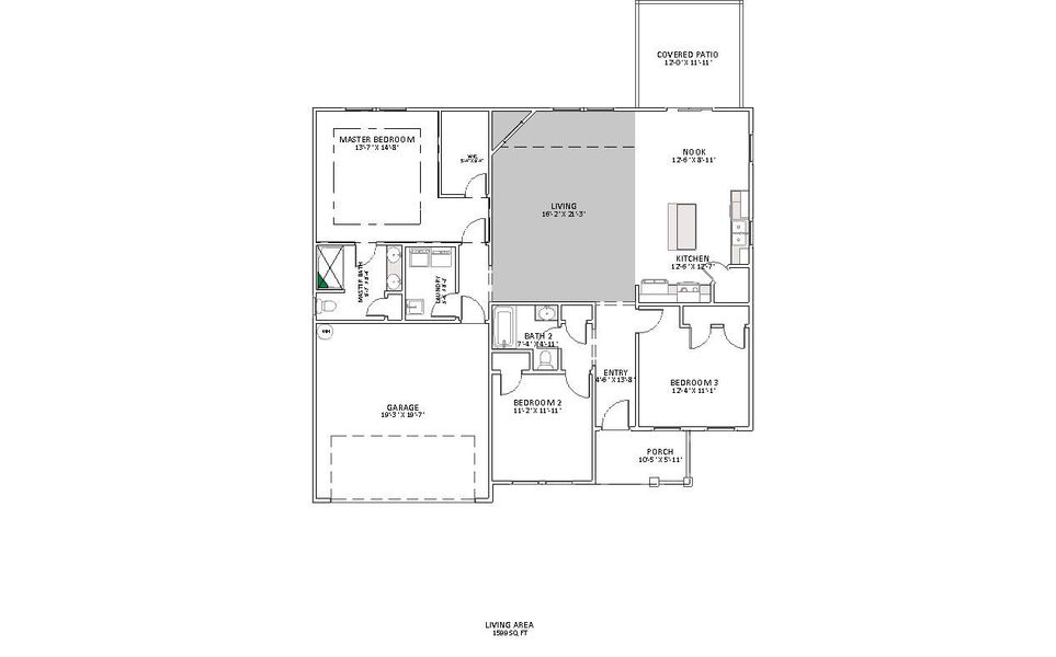 2D floor plan layout for the Sage by Enchanted Homes in Lonesome Dove, San Antonio, TX (Image 5).